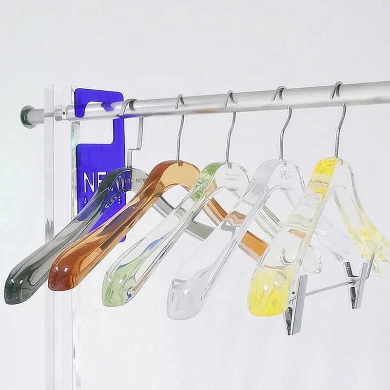 Wholesale Custom Logo Luxury Coat Shirt Pants Suit Cloth Lucite Hanger Plastic Transparent Acrylic Clothes Hanger Manufacturer