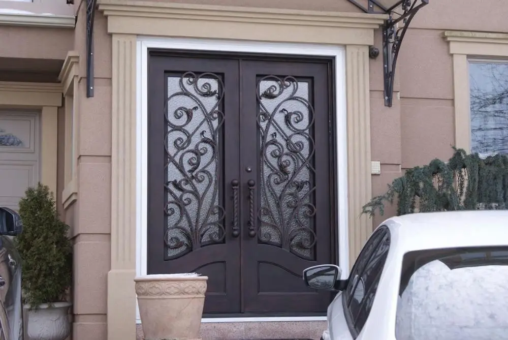 luxury villa main entrance decorative grills wrought iron door