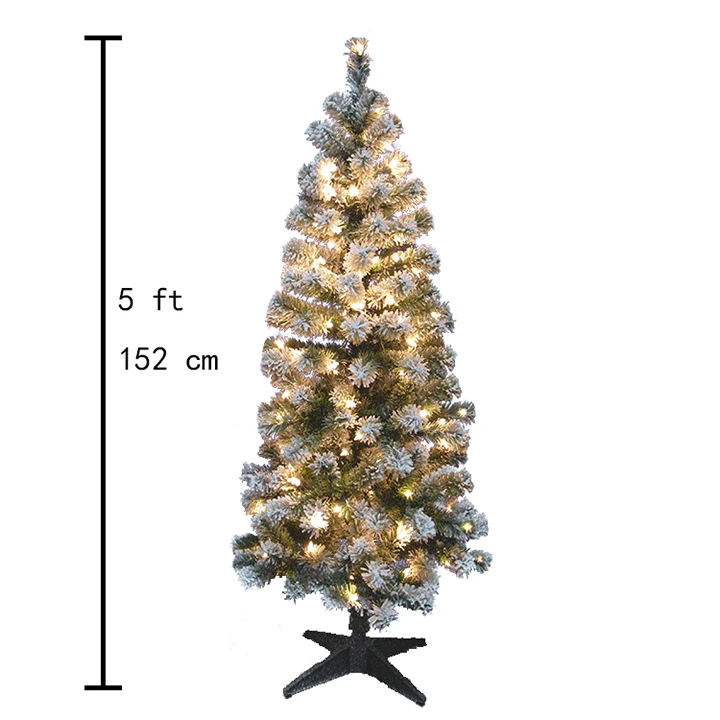 White Snow Flocking and Easy to Assemble with led Metal Stand small Tinsel Pop-Up Artificial Halloween  Flocking christmas tree