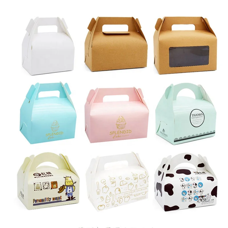 
Custom wedding elegant mini gift food packaging cookie pie kraft cup folding white cake boxes with window and tissue paper 
