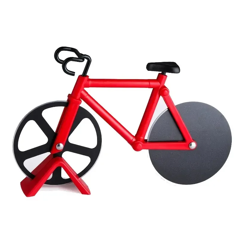 Creativity Bicycle Pizza Cutter Wheel Non-stick Dual Cutting Wheels Stainless Steel Bike Pizza Slicer Bicycle Shape Pizza Cutter