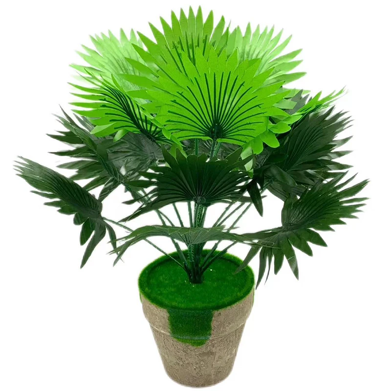 48Cm 18 Leaves Artificial Palm Bonsai Plant Without Pot For Indoor Decor