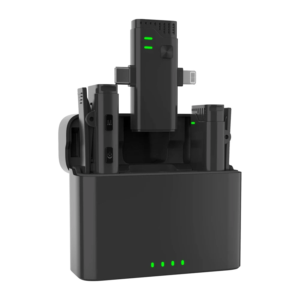 Lightning Type-C 2 1 Handheld Wireless Microphone Phone Computer 2.4GHz LED Portable Live Streaming Video Sound Recording