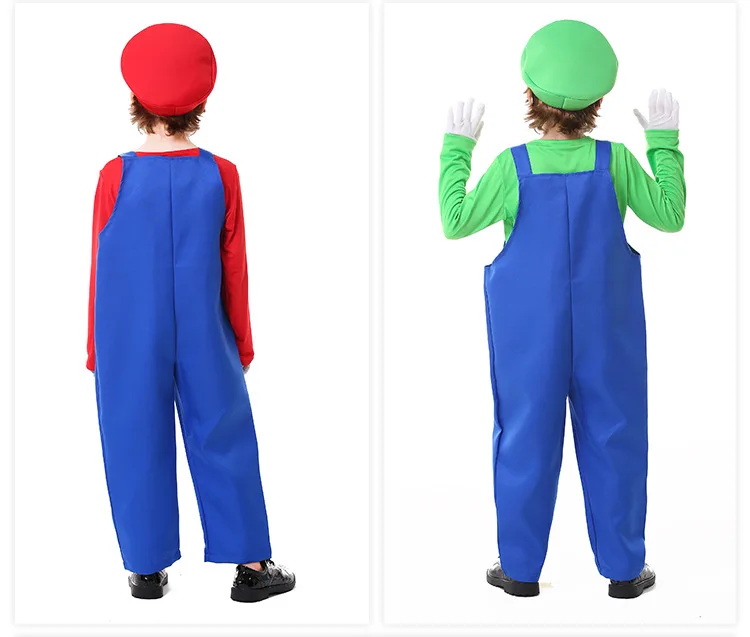Super Costume Mario Bros Unisex Adult Kids Outfit Cosplay Fancy Dress Costume