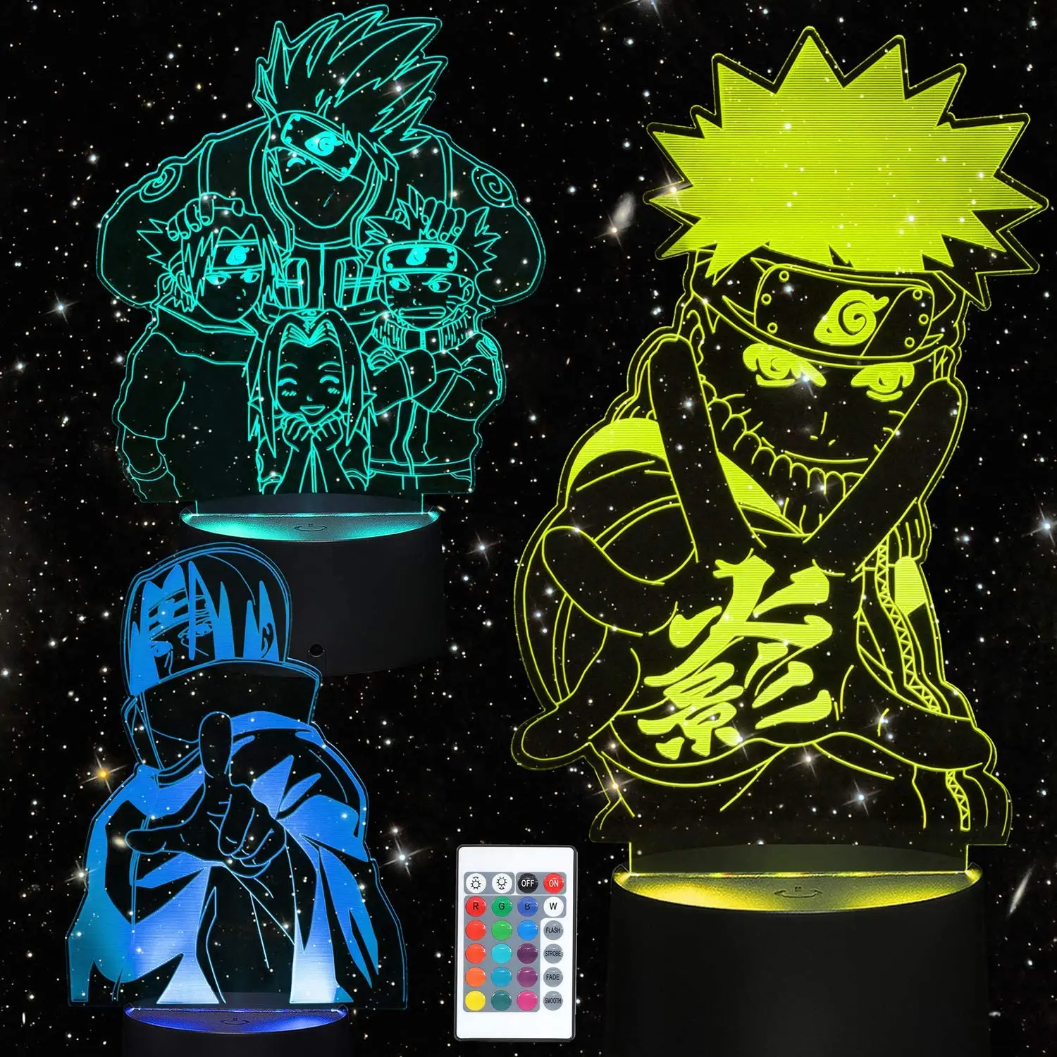 Japanese Anime Hatake Kakashi Uzumaki 3D LED Night Light USB Table Sleep Lamp Home Decor Kid Toys Holiday Christmas Gift