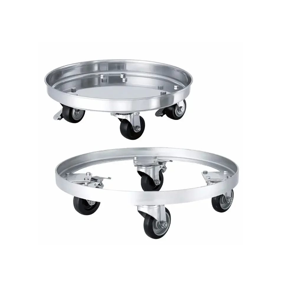 Stainless Steel round platform Barrel Drum Dolly Cart With 4 Swivel Caster Wheels