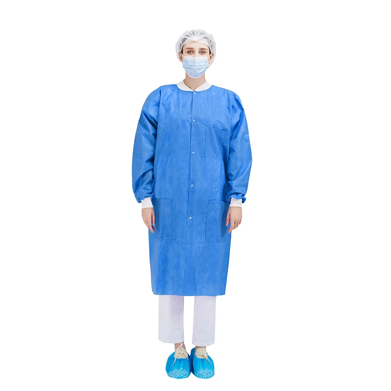 Wholesale blue white pink medical non woven disposable sms pp lab coat