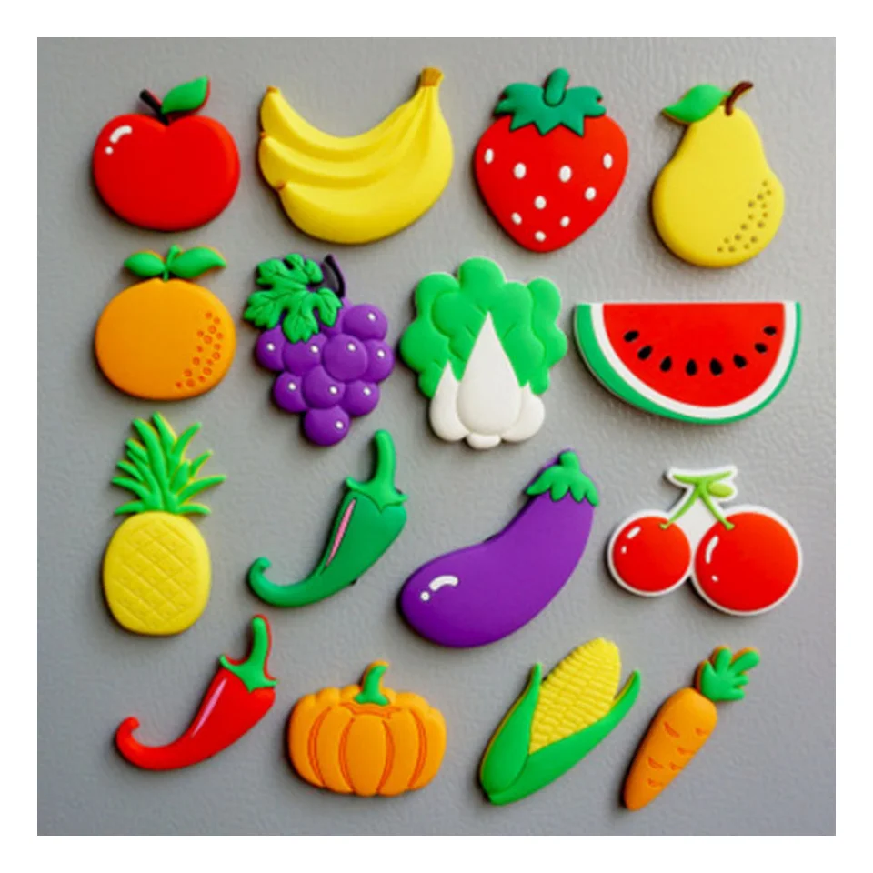 custom PVC fridge magnet 3d  3d refrigerator sticker soft fruit rubber pvc fridge magnets vegetable refrigerator magnets