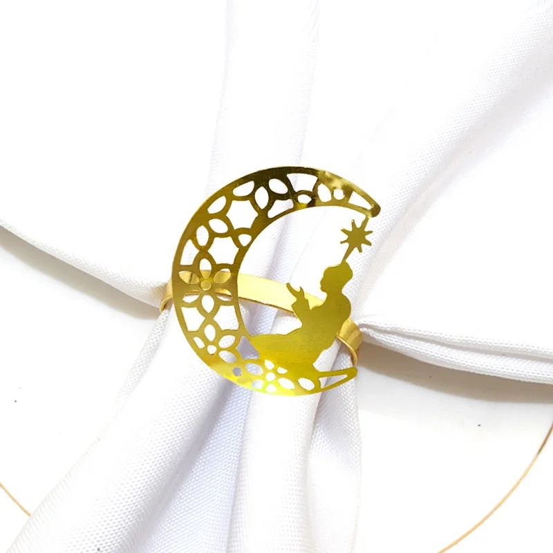 New Arrival Islamic Table Decorations Cloth Napkin Buckle Holder Eid Mubarak Decorations For  Wedding Dinner Table Decorations