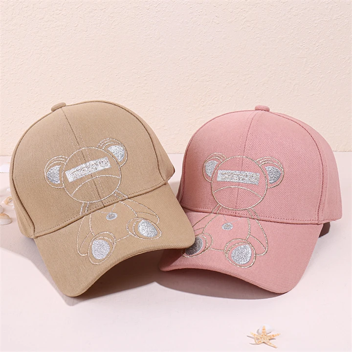 New Arrival Korean Embroidery Cute Hat Summer Breathable Baseball Cap Bear Sports Hat