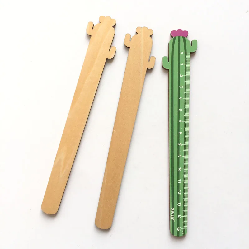 Creative Cactus Shaped Wooden Ruler Student Stationery Measuring Ruler Drawing Stationery Wholesale
