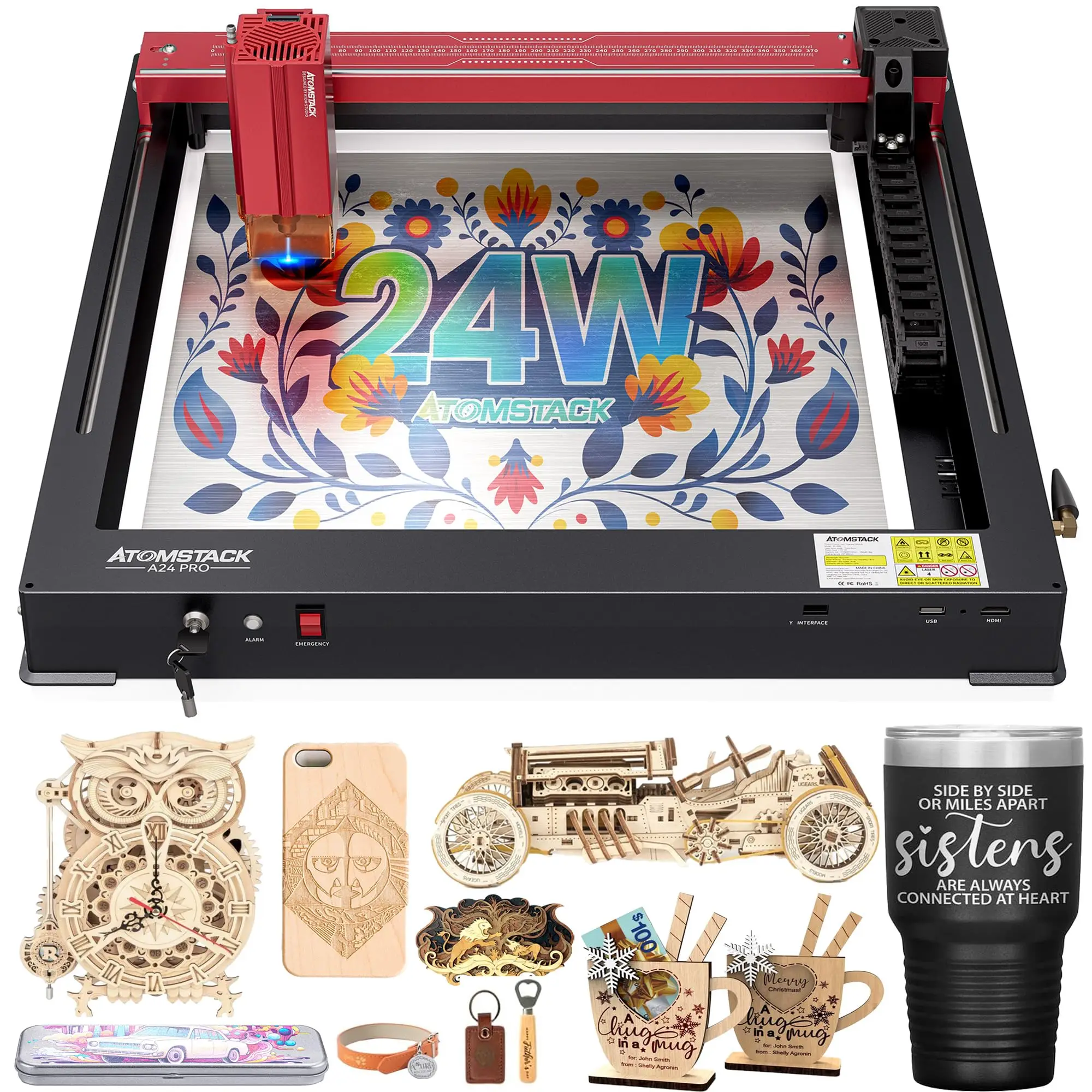 ATOMSTACK A24 X24 PRO Laser Engraver 120W Unibody Cutter 24W Output Expandable Installation Free DIY Engraving Cutting Machine