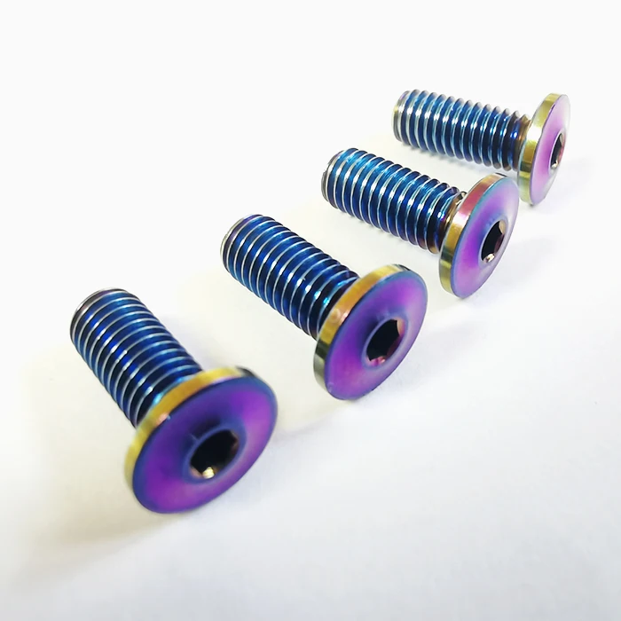 Rainbow M4 M5 M6 Grade5 titanium screw bicycle produced by Chinese Baoji suppliers