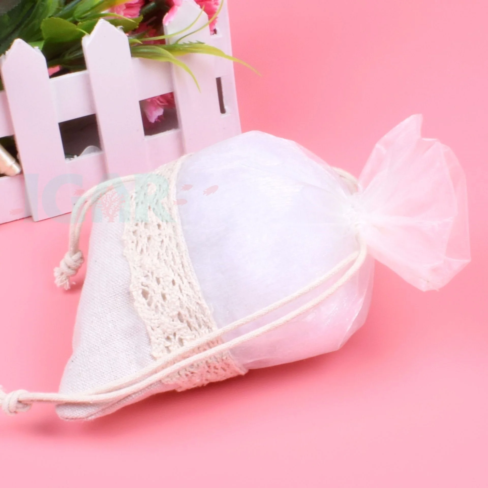 Lace Natural Jute Burlap Drawstring Bag Jewelry Gift Candy Bag Home Decoration Wedding Party Decoration Supply