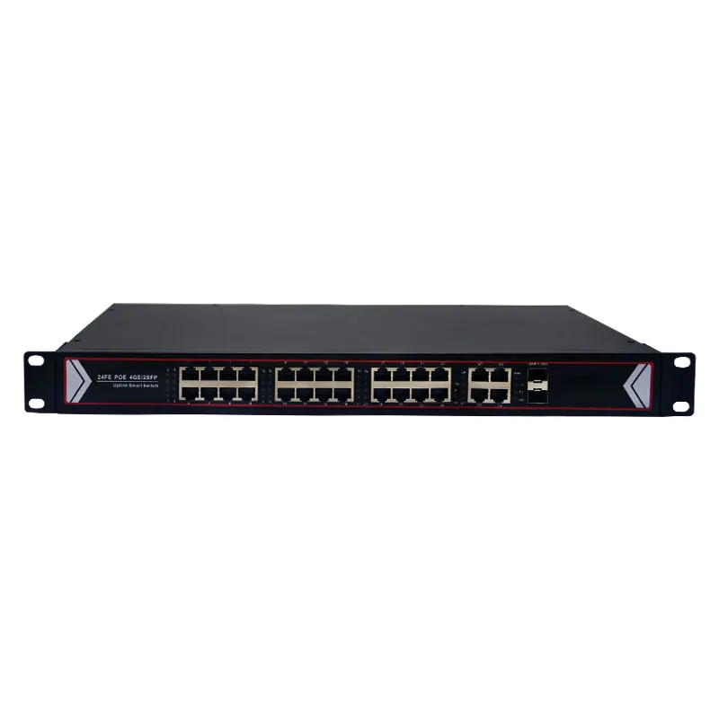 10/100Mbps 24 Port PoE Switch With 4 Gigabit Uplink 2 SFP 48V 260W Power Over Ethernet Switches Network Switcher Smart Detection