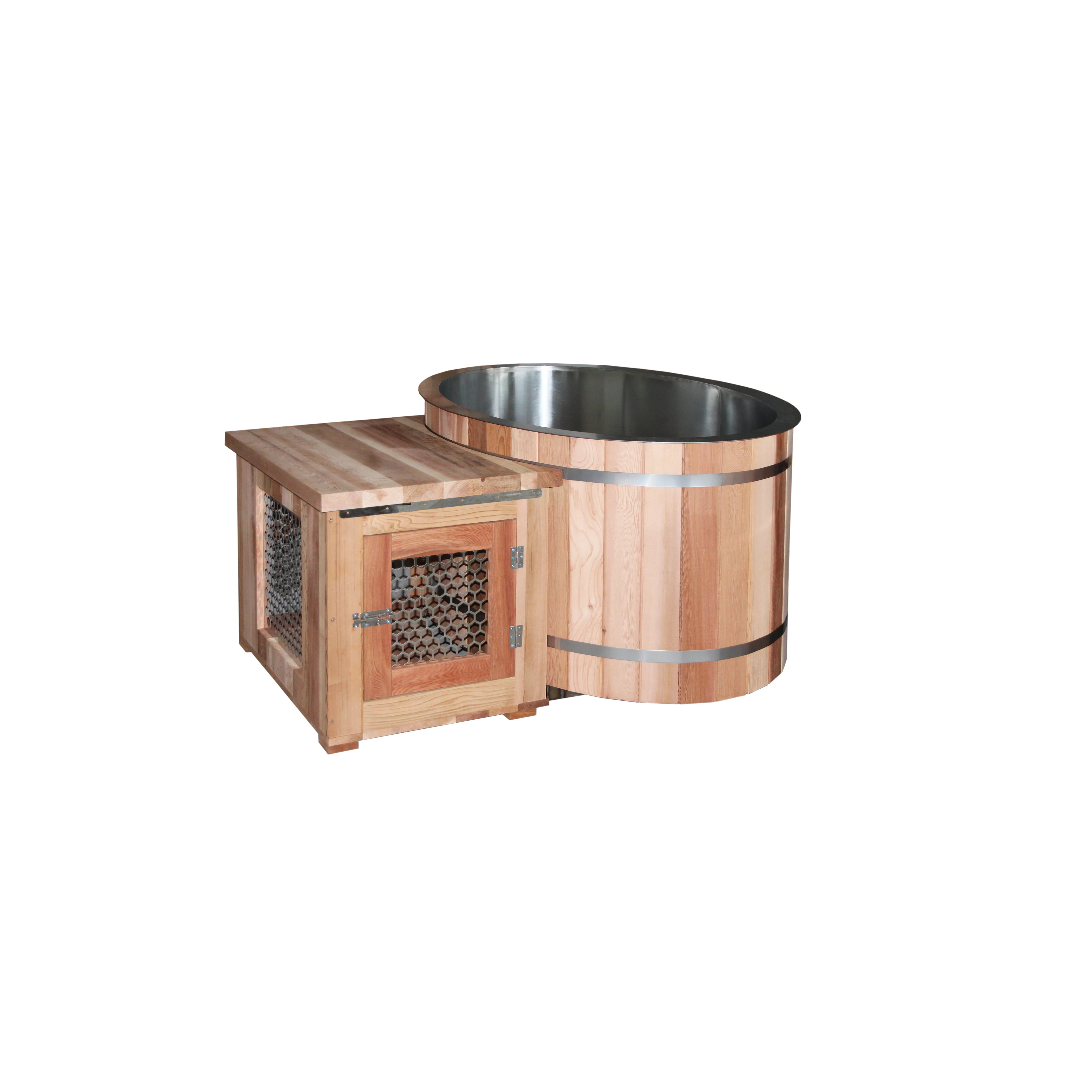 BEST Seller Portable Wood Cold Plunge Tub with #304 SS Liner for Water Chiller for Cold Plunge Pools with Chiller included UV