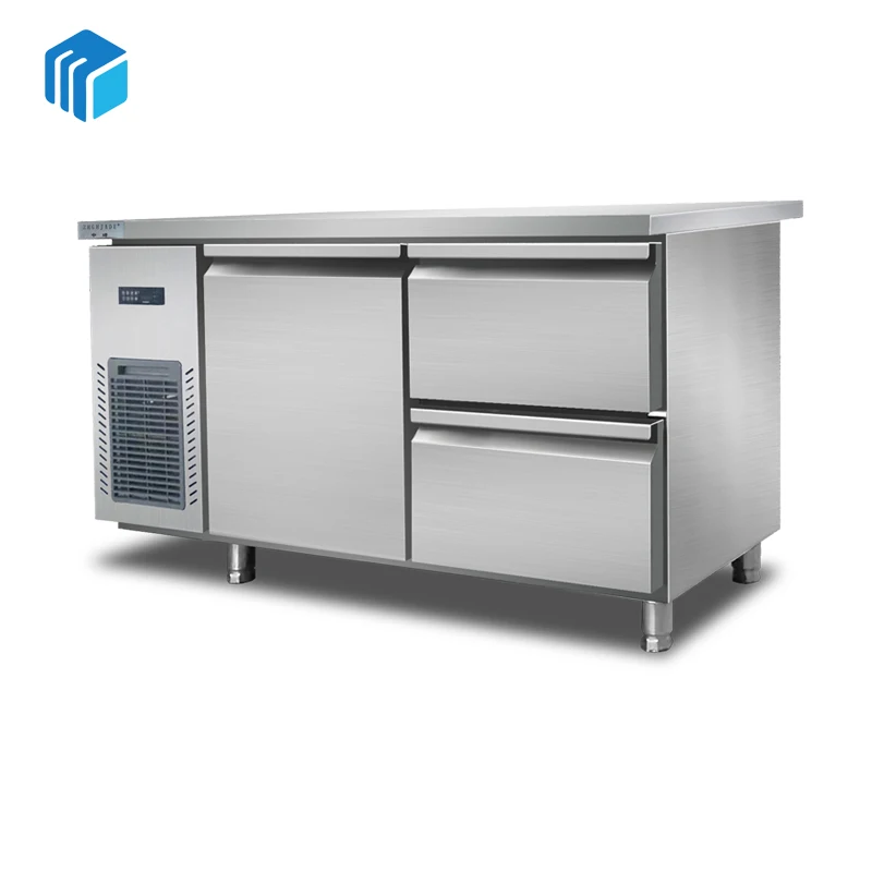 Personalized Blu-ray workbench Commercial Refrigeration Equipment Double Door Fridge / Workbench Chiller /Under Bar Refrigerator
