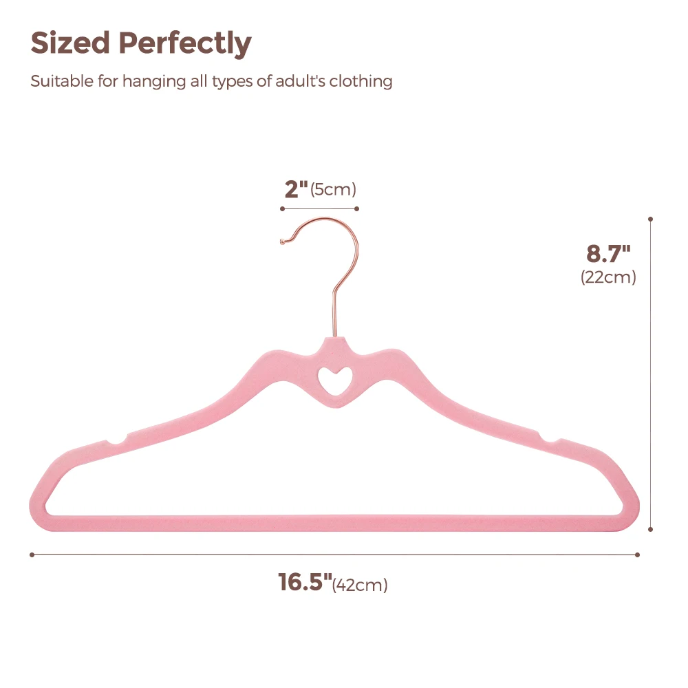 Пользовательские пластиковые Нескользящие новые высококачественные 60 Pack розовые бархатные вешалки для костюмов