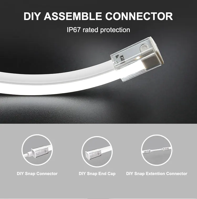 CE RoHS UL silicone led neon flex tube smooth lighting 2835 outdoor waterproof IP68 24V 4000K rope light flexible neon led strip