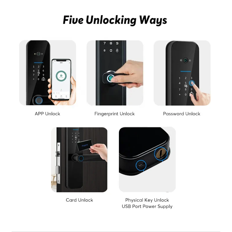 Wholesale Factory Price Electric Tuya App Fingerprint Smart Digital Door Lock Outdoor fechadura digital With Wifi Camera