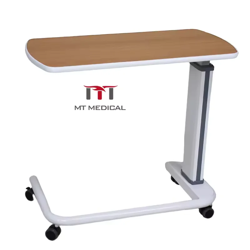 Hospital bed tray movable adjustable height dining overbed manual lifting laptop computer abs overbed table