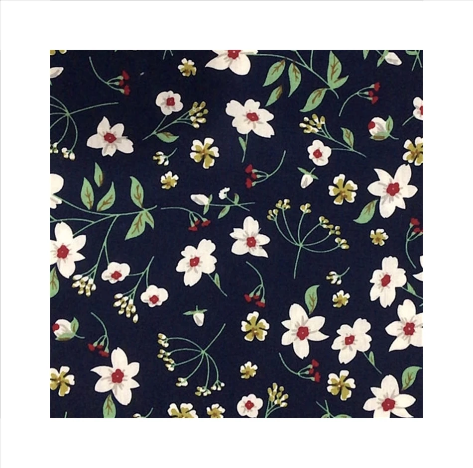 Summer Fresh Cvc Printed Popline Floral Cotton Fabric Stock Polyester Fabric