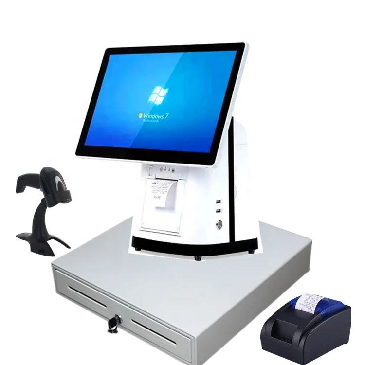 15 6 емкостное оборудование для сенсорного экрана windows all in one pos машина с термопринтером 80 мм