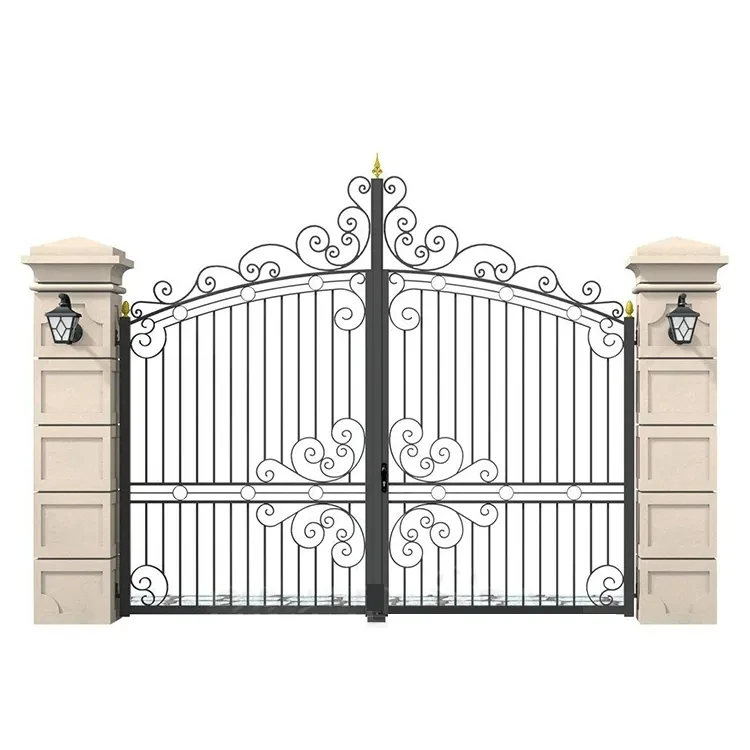white vinyl garden corner sliding Antique wrought iron driveway fence gate for security