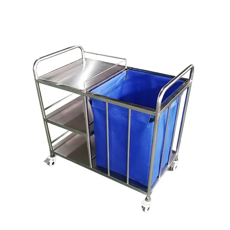 Medical Hospital Furniture cheap dressing dirty solid linen laundry trolley Portable Dressing Trolley