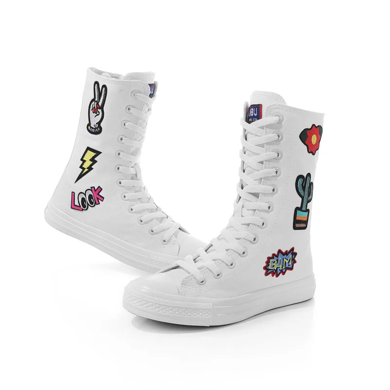 Factory Wholesale Lace-Up High Top All Blank Plain Classic Casual Canvas Sneaker Custom Women White Canvas Shoes