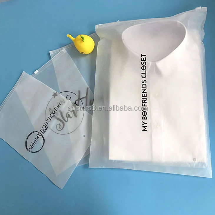 Wholesales Custom print Zip lock Poly zip lock Frosted Plastic Packaging bag for Clothes