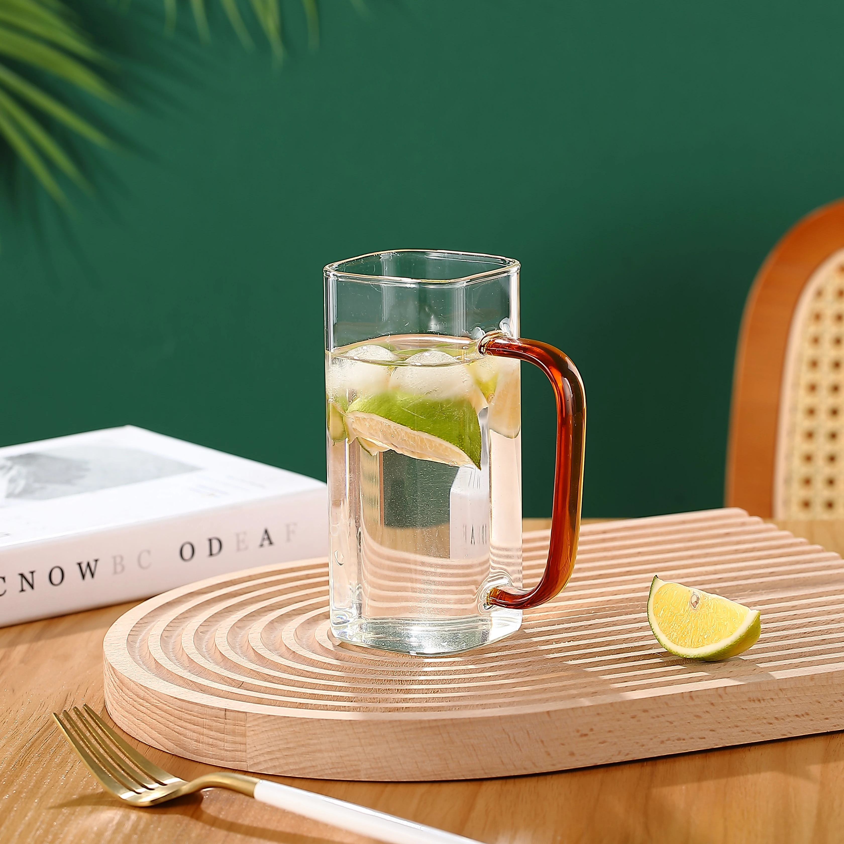 Wholesale 380ml Glass Drink Cup With Colorful Handle Classic Design for Home or Party Use