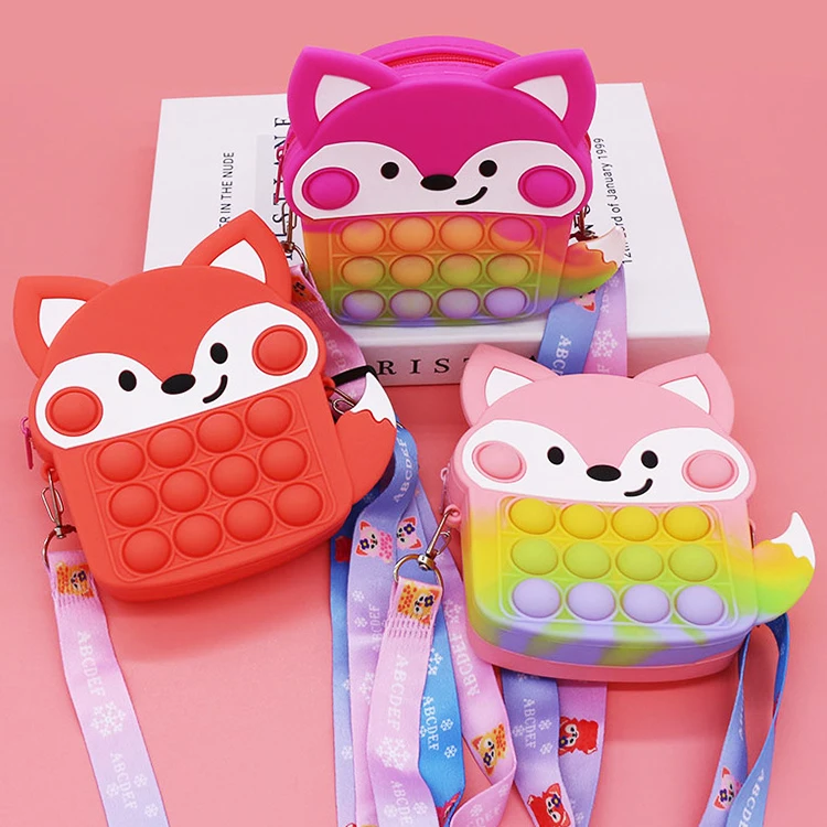 Wholesale Novelty  Bag Silicone Rainbow Fidget  Coin Purse Sensory Toys Kids Fidget lovely  Toys