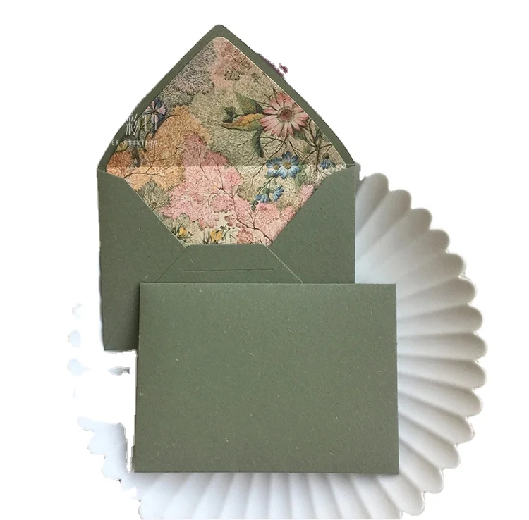 5pcs/pack Fresh Flowers and Earth Paper Retro Green Envelopes Gift Envelopes Wedding Invitation Envelopes