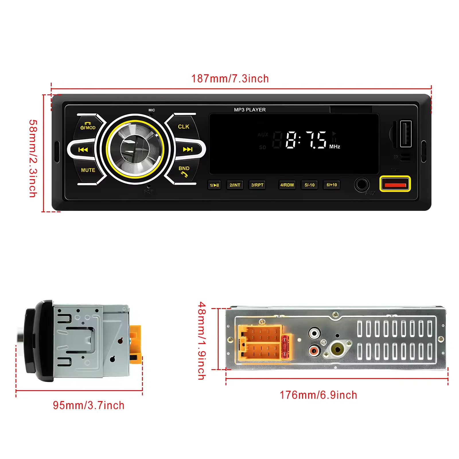 Model D3111 1 Din MP3 Player Car Radio Autoradio With Bluetooth Car Audio Stereo FM TF AUX 7 Color Automotive Multimedia For Car