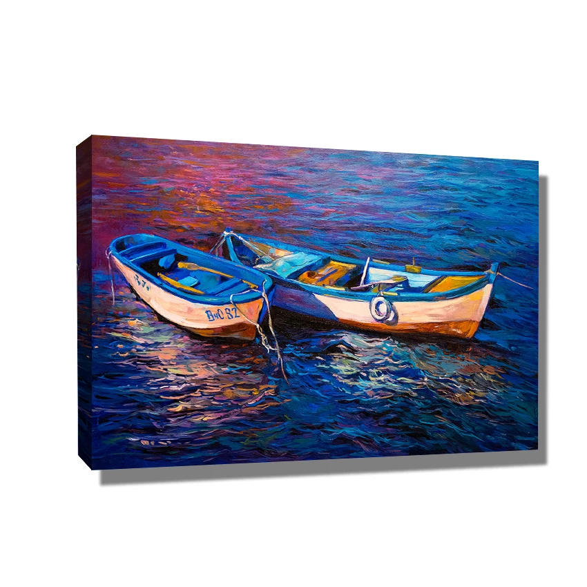 Sea Boat Abstract Oil Painting On Canvas Large Size Wall Painting For Living Room Home Decor