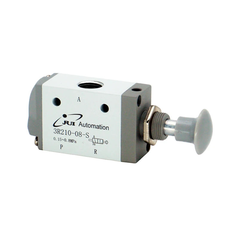 3R Series G1/4 2 Position 3 Way 3R210-08 Single Head Control Pneumatic Valve Hand Manual Pull Push Button Draw Valve