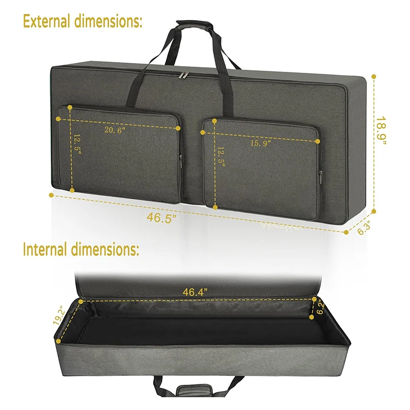 76-Key Padded Keyboard Gig Bag Portable Piano Keyboard Case Durable Keyboard Bag With Two Firm Portable Handle Straps