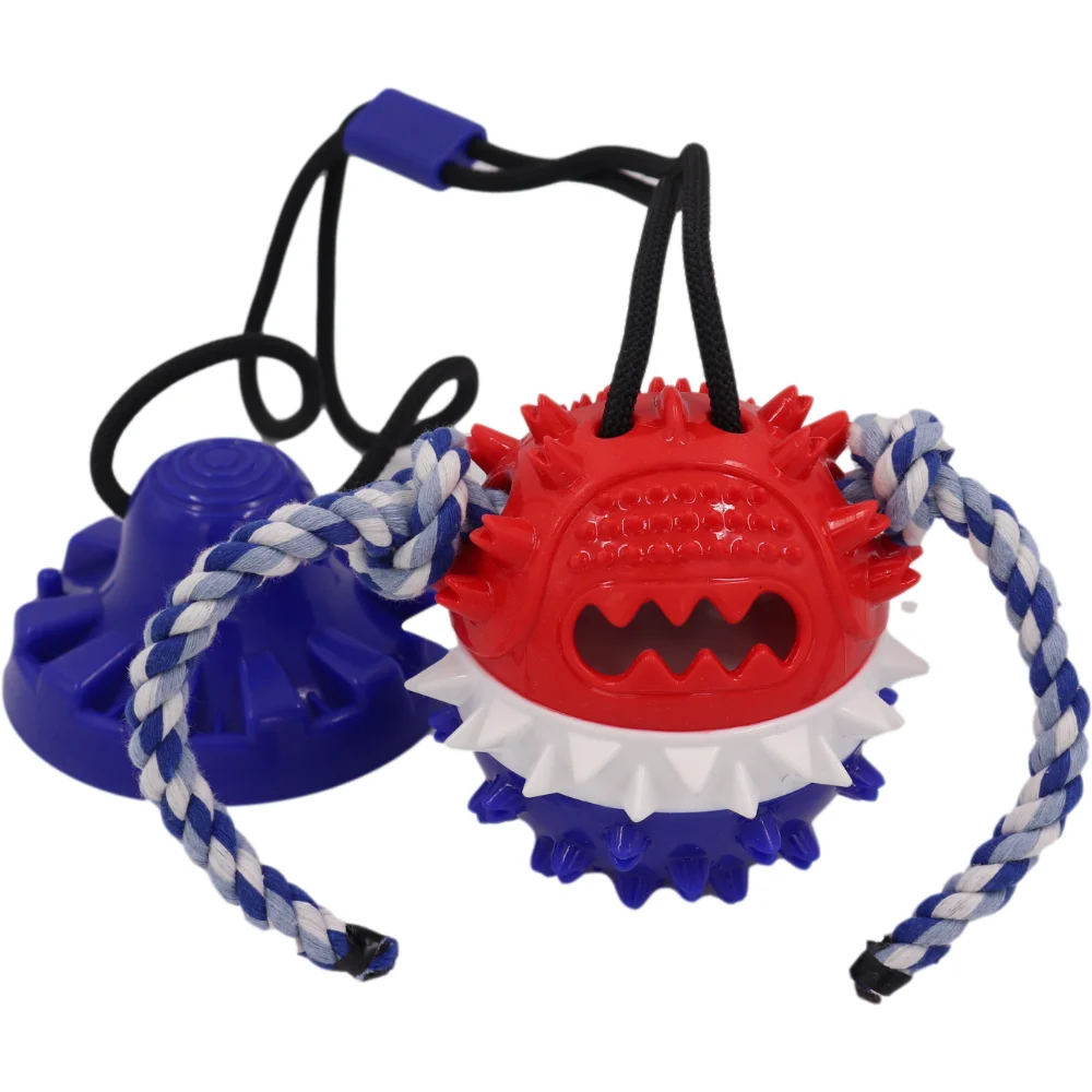 Dog Chew Suction Cup Tug of War Toy Pet Aggressive Chewers Rope Puzzle Toothbrush Multifunction Molar Squeaky Toys