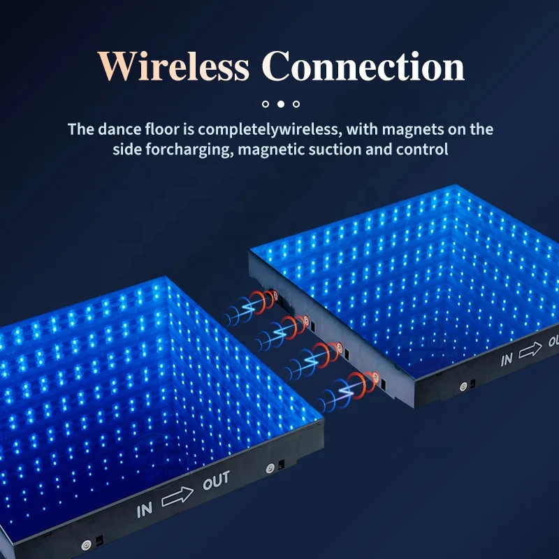 Battery Infinity Mirror Wedding Magnetic LED Floor tiles With Party Light Wireless Battery LED Dance Floor For Sale