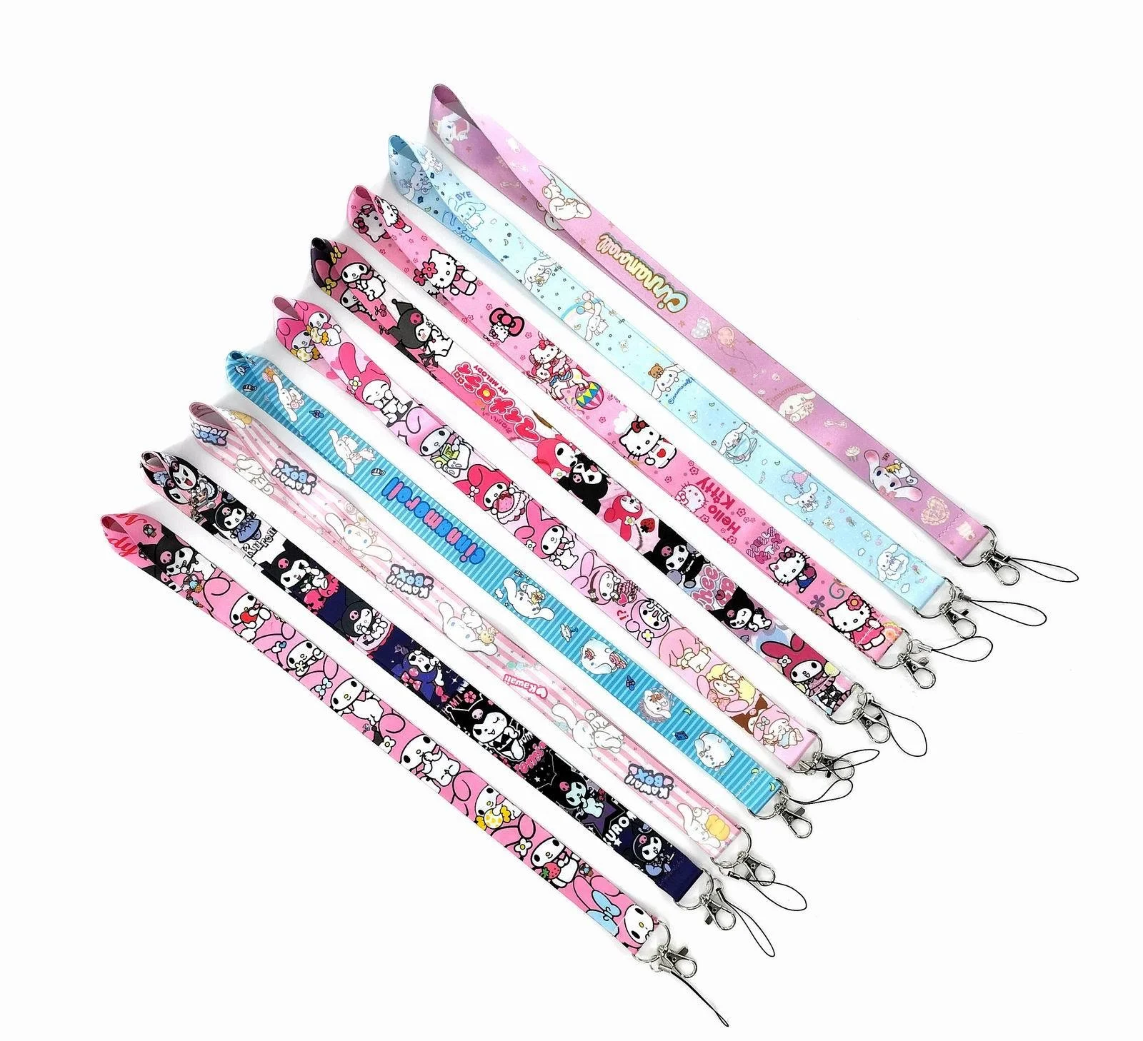 2023 Hot Selling Cartoon Sanrio Lanyard Kuromi Melody Custom Print Phone Rope Sling Neck Strap Polyester Lanyards