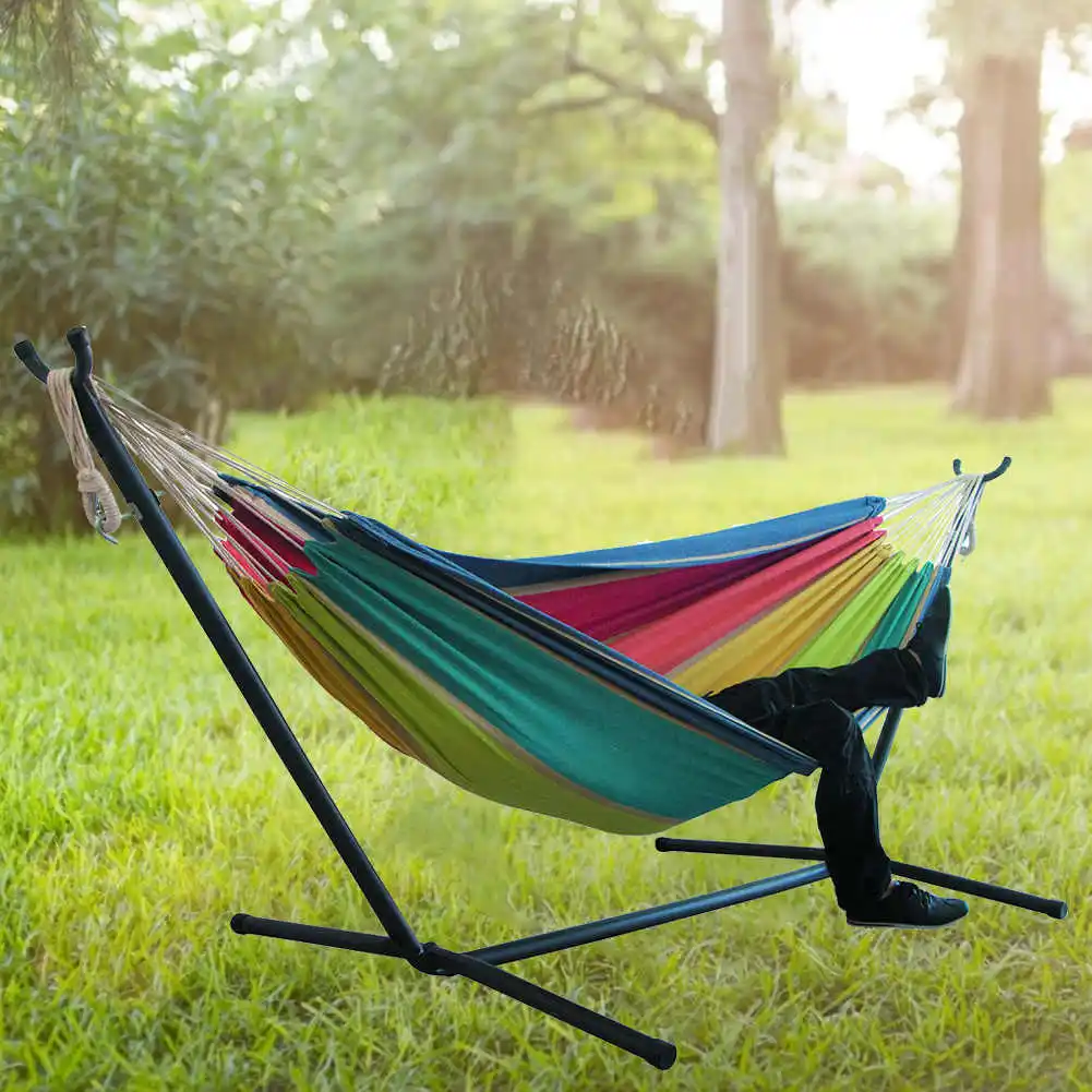 Portable Canvas Hammock Thicken Chair Swing Outdoor Garden Home Travel Camping Hammock Double Single People Hanging Bed