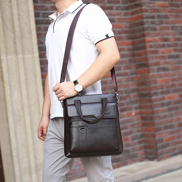 Новые стильные мужские сумки из натуральной кожи искусственная кожа с несколькими карманами, деловая Повседневная прилив сумка, сумка на плечо, сумка для работы мужская кожаная сумка
