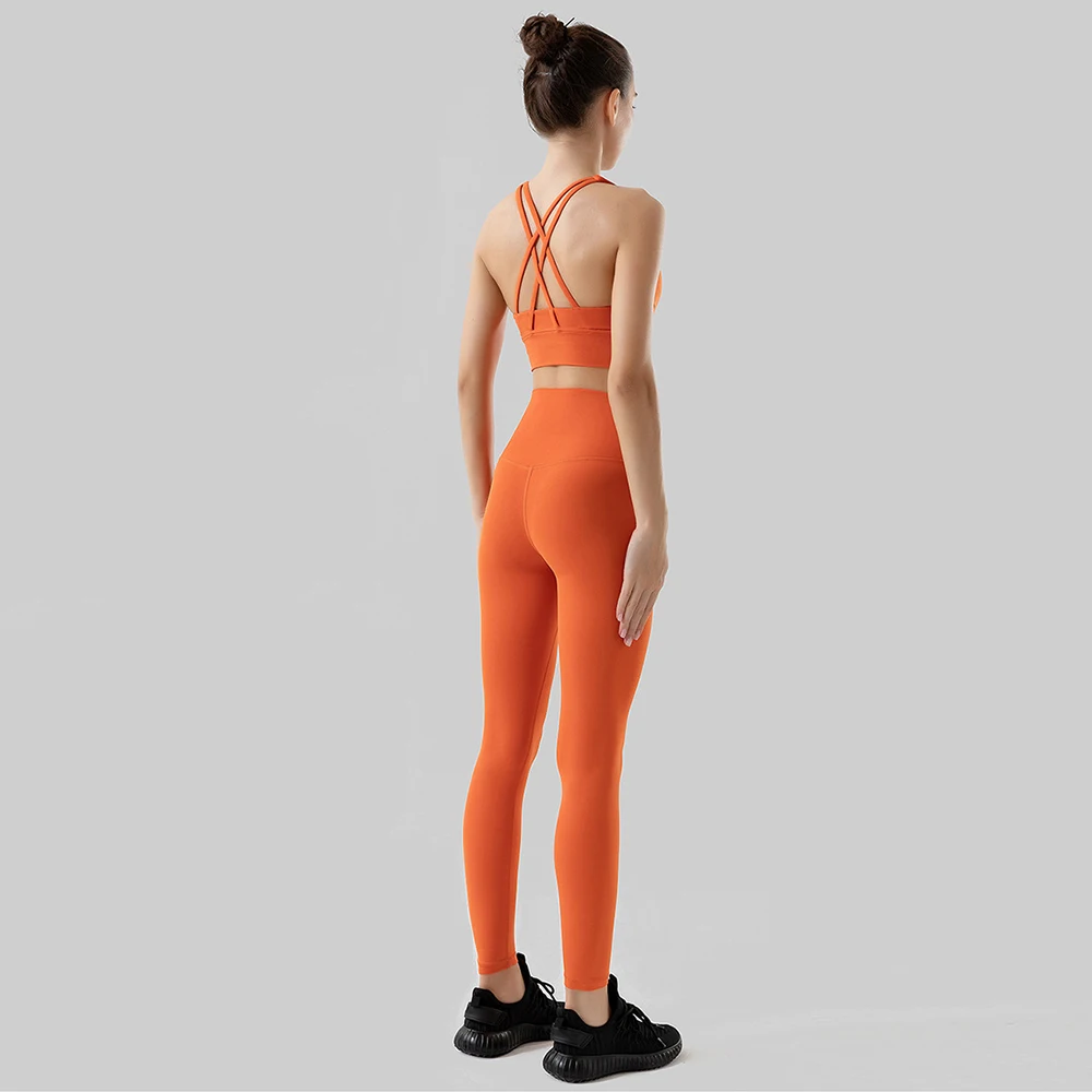 Новое поступление Женская быстросохнущая одежда для йоги и фитнеса без T-образной линии наборы тренировок в тренажерном зале