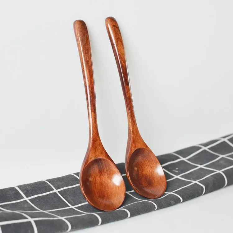 Factory Wholesale High Quality Kitchen Long Handle Wooden Spoon Edible Soup Spoon Customizable Logo Eco Friendly Wooden Spoon