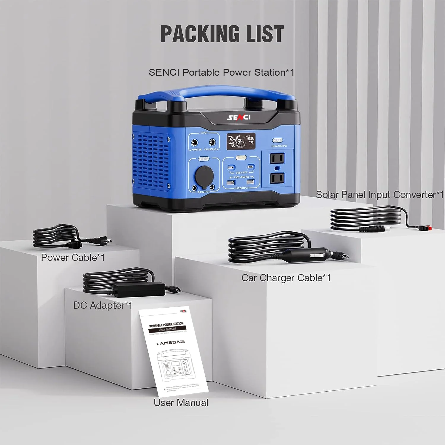 senci Portable Power Station 300W 296Wh 3hrs 100% Recharge 110V 220v 230v AC Pure Sine Wave DC output Solar power Generator