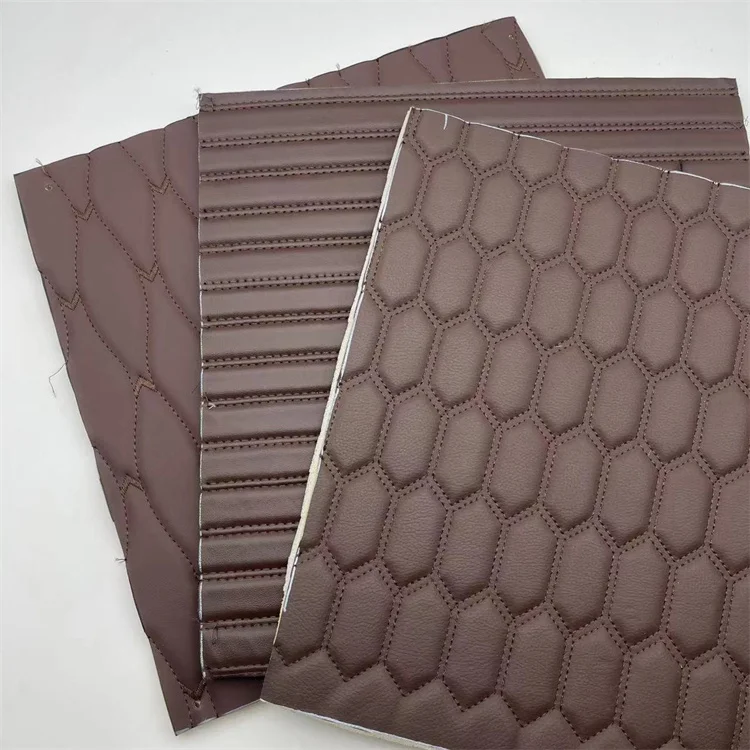 Embroidery quilted ECO Friendly Recycled PVC Faux Leather Fabric for Car Seat Cover