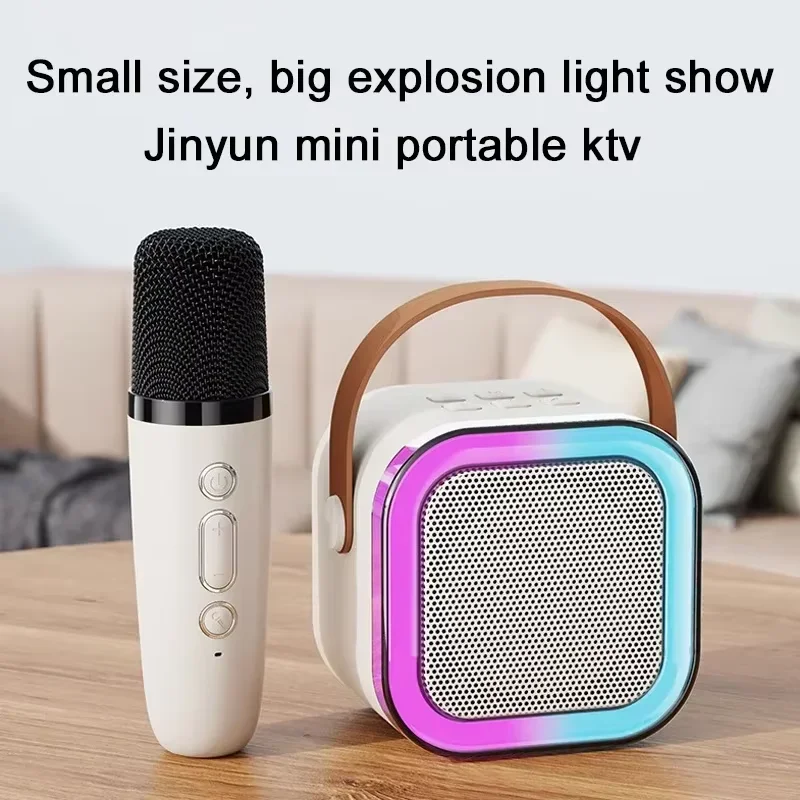 Kids Gift K12 Mini Karaoke Machine Portable Bluetooth Speaker System with 2 microphone Mics for birthday new year home party