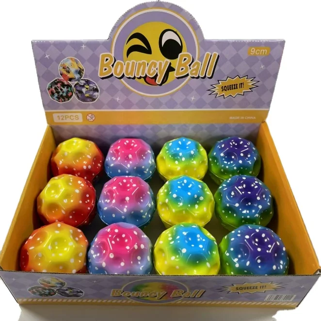 Wholesale custom box 12 a box of high bounce ball 60mm color high quality elastic handball Super high bounce rubber handball