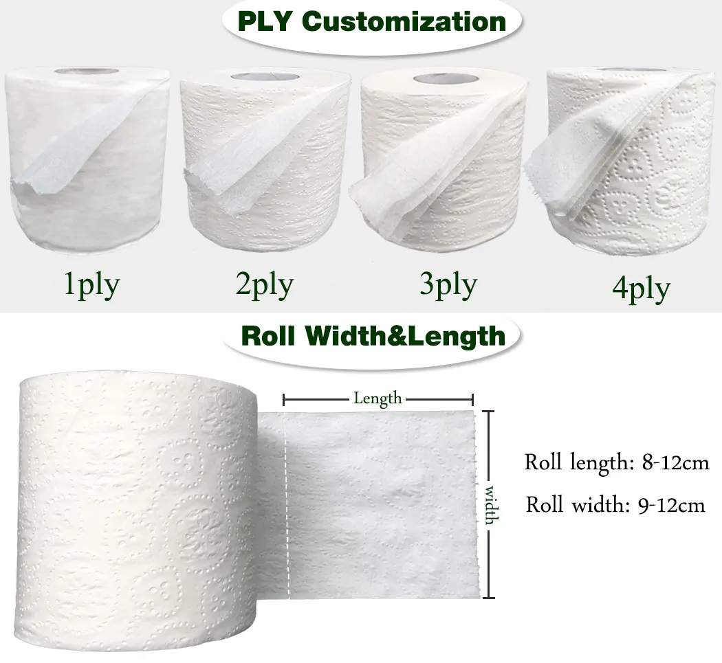 Wholesale 2 Ply Bamboo Toilet Tissues Paper 400 Sheet Custom Embossed Flushable T Roll Paper Toilet for Bathroom